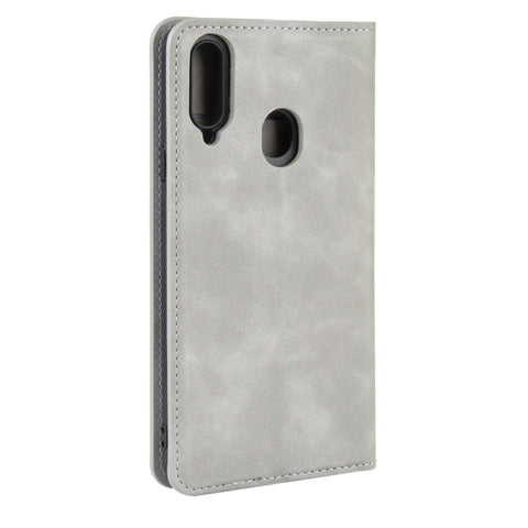 For Galaxy A20s Retro-skin Business Magnetic Suction Leather Case with Holder & Card Slots & Wallet, For Galaxy A20s
