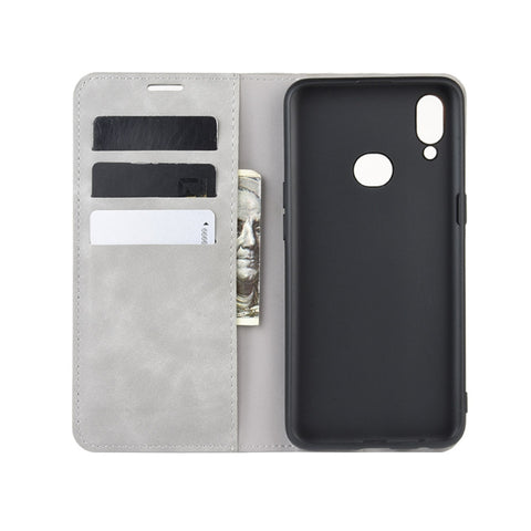 For Galaxy A10s Retro-skin Business Magnetic Suction Leather Case with Holder & Card Slots & Wallet, For Galaxy A10s