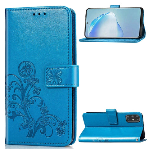 Lucky Clover Pressed Flowers Pattern Leather Case with Holder & Card Slots & Wallet & Hand Strap, For Galaxy S20+, For Galaxy S20 Ultra, For Galaxy S20, For Galaxy A71, For Galaxy S10 Lite / A91 / M80s, For Galaxy Note10 Lite/A81/M60s                  ...