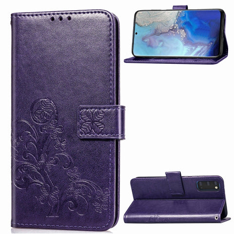 Lucky Clover Pressed Flowers Pattern Leather Case with Holder & Card Slots & Wallet & Hand Strap, For Galaxy S20+, For Galaxy S20 Ultra, For Galaxy S20, For Galaxy A71, For Galaxy S10 Lite / A91 / M80s, For Galaxy Note10 Lite/A81/M60s                  ...