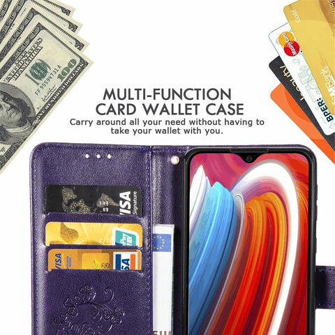 Lucky Clover Pressed Flowers Pattern Leather Case with Holder & Card Slots & Wallet & Hand Strap, For Galaxy A21, For Galaxy A01, For Nokia 2.3