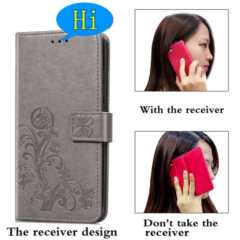 Lucky Clover Pressed Flowers Pattern Leather Case with Holder & Card Slots & Wallet & Hand Strap, For Galaxy A21, For Galaxy A01, For Nokia 2.3