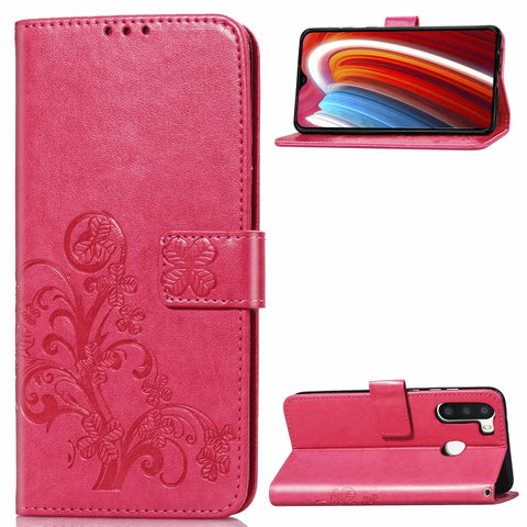Lucky Clover Pressed Flowers Pattern Leather Case with Holder & Card Slots & Wallet & Hand Strap, For Galaxy A21, For Galaxy A01, For Nokia 2.3