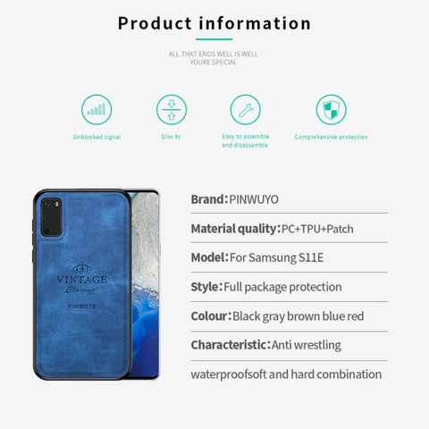 PINWUYO Zun Series PC + TPU + Skin Waterproof And Anti-fall All-inclusive Protective Shell, For Galaxy S20, For Galaxy S20+, For Galaxy S11e / S20