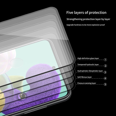 ENKAY Hat-Prince 5 PCS Full Glue 0.26mm 9H 2.5D Tempered Glass Full Coverage Film, For  Galaxy A51, For  Galaxy A71