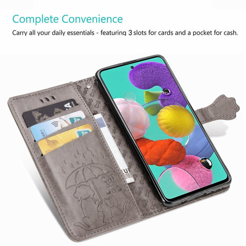 For Galaxy A71 Cute Cat and Dog Embossed Horizontal Flip Leather Case with Bracket / Card Slot / Wallet / Lanyard, For Galaxy A71