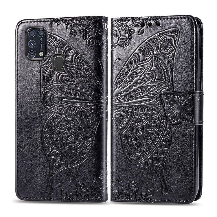 For Galaxy M31 Butterfly Love Flower Embossed Horizontal Flip Leather Case with Bracket / Card Slot / Wallet / Lanyard, For Galaxy M31