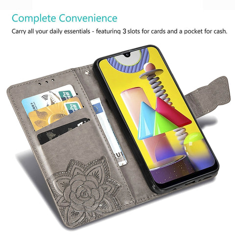 For Galaxy M31 Butterfly Love Flower Embossed Horizontal Flip Leather Case with Bracket / Card Slot / Wallet / Lanyard, For Galaxy M31
