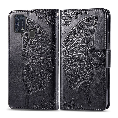 For Galaxy M31 Butterfly Love Flower Embossed Horizontal Flip Leather Case with Bracket / Card Slot / Wallet / Lanyard, For Galaxy M31