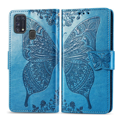 For Galaxy M31 Butterfly Love Flower Embossed Horizontal Flip Leather Case with Bracket / Card Slot / Wallet / Lanyard, For Galaxy M31