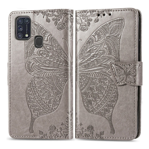 For Galaxy M31 Butterfly Love Flower Embossed Horizontal Flip Leather Case with Bracket / Card Slot / Wallet / Lanyard, For Galaxy M31