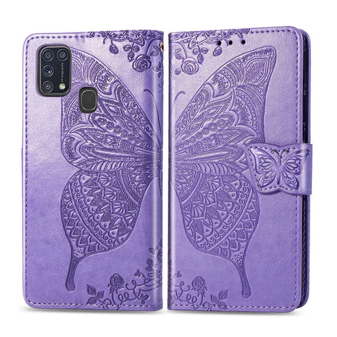 For Galaxy M31 Butterfly Love Flower Embossed Horizontal Flip Leather Case with Bracket / Card Slot / Wallet / Lanyard, For Galaxy M31