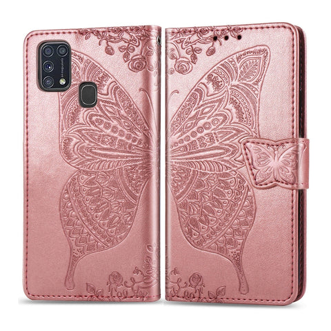 For Galaxy M31 Butterfly Love Flower Embossed Horizontal Flip Leather Case with Bracket / Card Slot / Wallet / Lanyard, For Galaxy M31