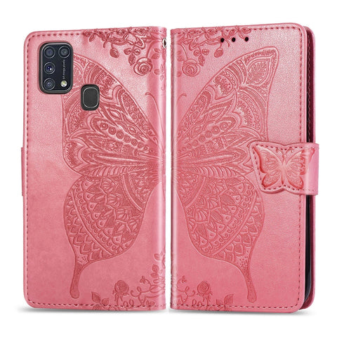 For Galaxy M31 Butterfly Love Flower Embossed Horizontal Flip Leather Case with Bracket / Card Slot / Wallet / Lanyard, For Galaxy M31