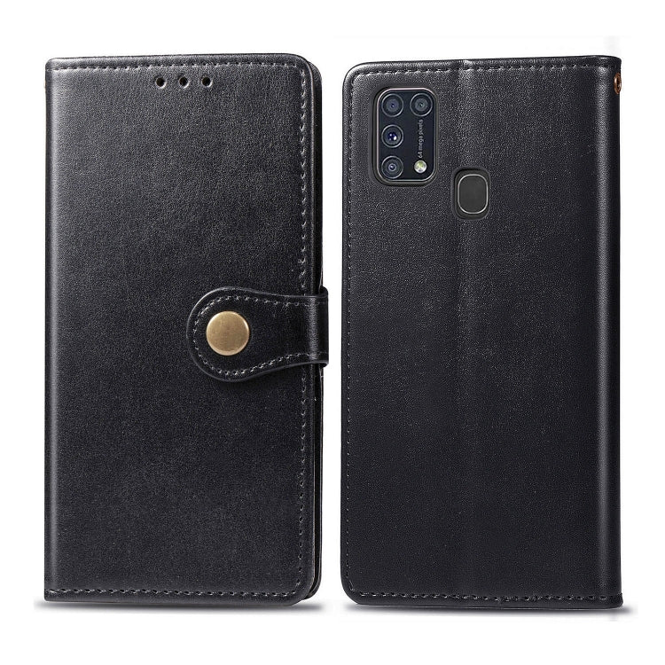 For Galaxy M31 Retro Solid Color Leather Buckle Phone Case with Lanyard & Photo Frame & Card Slot & Wallet & Stand Function, For Galaxy M31