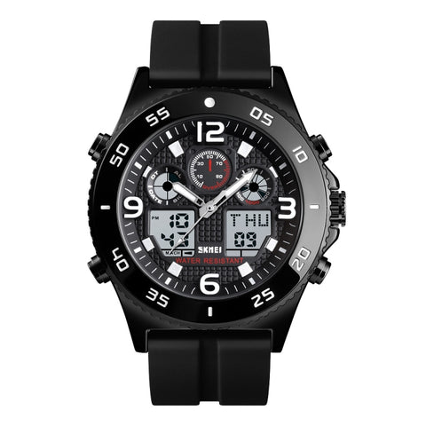 SKMEI 1538 Multi-Function Time Large Dial Steel Belt Men  Casual Sports Electronic Watch