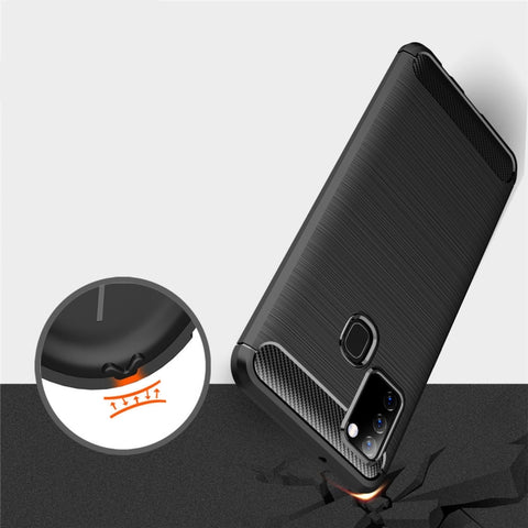 For Galaxy A21s Brushed Texture Carbon Fiber TPU Case, For Galaxy A21s