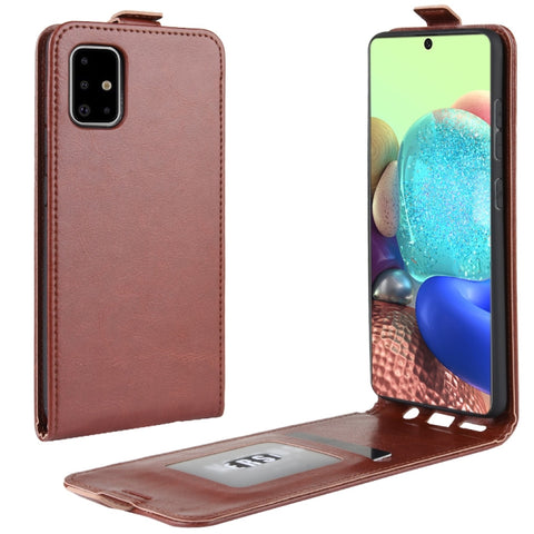 For Galaxy A71 5G R64 Texture Single Vertical Flip Leather Protective Case with Card Slots & Photo Frame, For Galaxy A71 5G