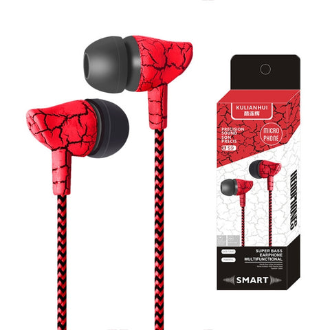 3.5mm Jack Crack Earphone Wired Headset Super Bass Sound Headphone Earbud with Mic for Mobile Phone Samsung Xiaomi MP3 4