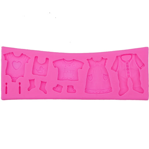 2 PCS Baking Mold Baby Shoes Fondant Cake Mold Kid Clothes Silicone DIY Chocolate West Point Mold, Kid Clothes Shape