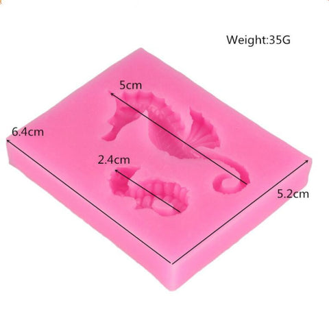 2 PCS Hippocampus DIY Modeling Mold Fondant Silicone Cake Chocolate Mold Baking Tool, Hippocampus Shape(Pink), Hippocampus Shape(Gray)