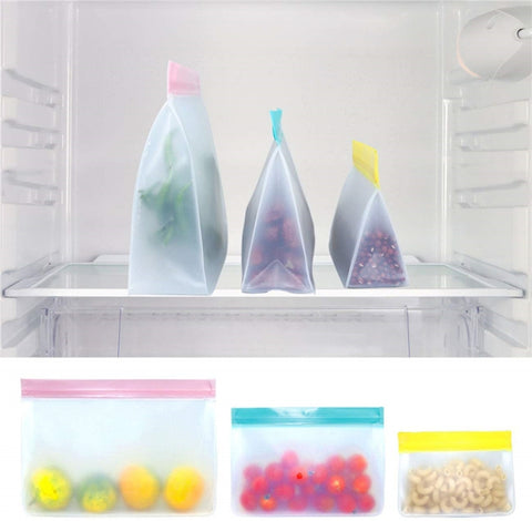 2 Sets PEVA Food Bags Reuse Three-dimensional Thickened Storage Sealed Fresh-keeping Bags, Random Color Delivery, Sealed Fresh-keeping Bags