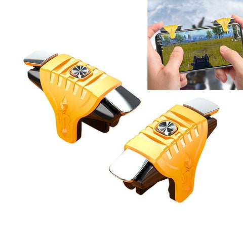 2 Pairs F01 Electroplating Mechanical Shaft Bidirectional Button Auxiliary Shooting Game Handle for Mobile Phones within The Thickness of 6.1-12.0mm, F01