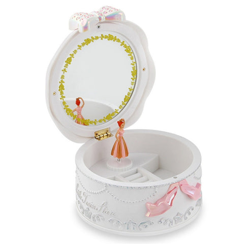 Cute Plastic Rotating Dance Ballet Music Box Children Toys Home Decorations, White, Pink
