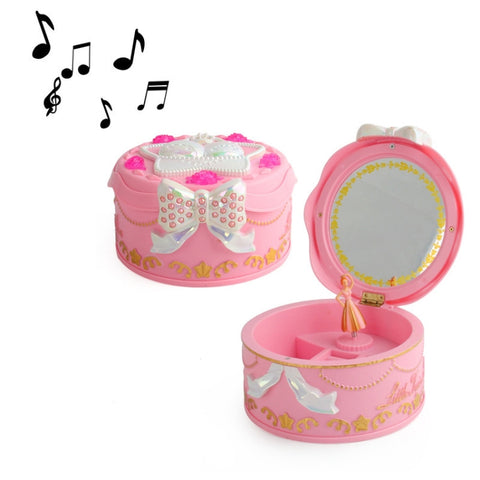 Cute Plastic Rotating Dance Ballet Music Box Children Toys Home Decorations, White, Pink