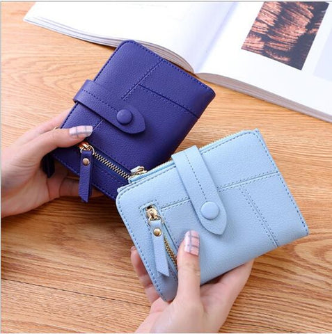 Women Two-folding Wallet Multi-function Clutch Bag Small Wallet, Two-folding Black, Two-folding Green