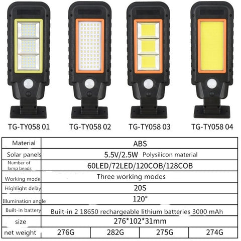 Solar Lamp Body Induction Wall Lamp LED Outdoor Waterproof Lighting Street Lamp, 60 LED, 72 LED, 120 COB, 128 COB