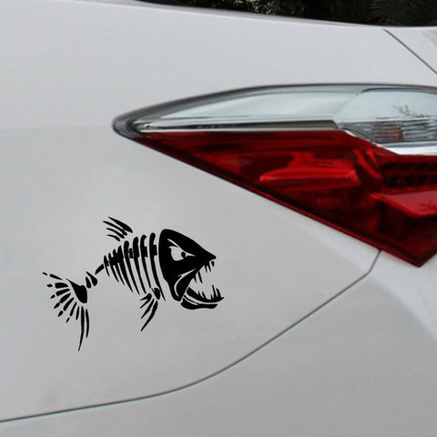 10 PCS YOJA Mad Fish Funny Decal Car Window Decoration Vinyl Stickers Motorcycle Accessories, 11x7CM, Black, Silver