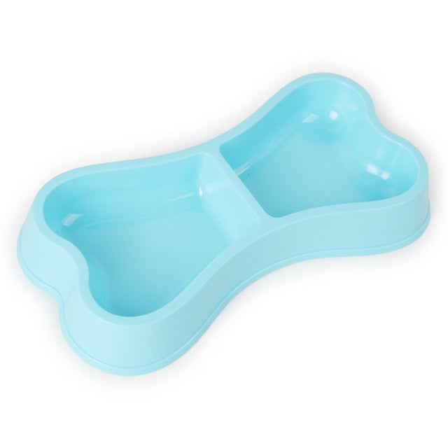 Plastic Dog Bowls Bone-shaped Candy Color Dog Feeder Eco-friendly Double-head Bowls