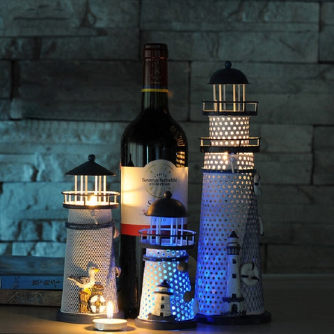 Creative Decorative Wrought Iron Flash Tower LED Night Light, Small 14cm, Medium 19cm, Large 30cm
