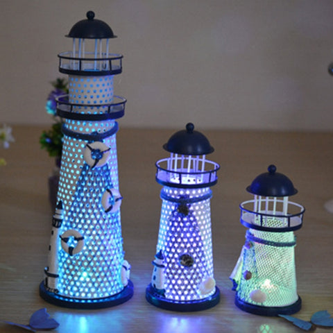 Creative Decorative Wrought Iron Flash Tower LED Night Light, Small 14cm, Medium 19cm, Large 30cm