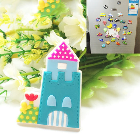 10 PCS Home Fridge Magnets Decorative Message Stickers Children Whiteboard Stickers, Cloud, Rainbow, Sunflower, Coconut Tree, Yellow Sun, Castle