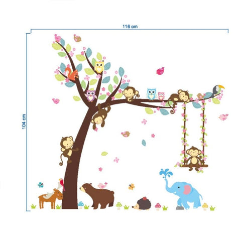 Swinging Monkey Wall Sticker Children's Room Kindergarten Environment Arrangement Removable Mural, Swinging Monkey