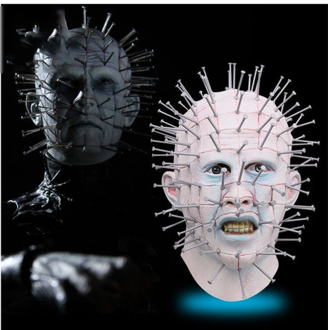 Halloween hat Hellraiser Scary Pinhead Masks Grimace Monster Adult Cosplay, Scary Pinhead Mask