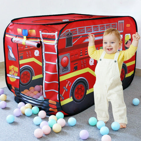 Children Toy Tent Cloth Fire Truck Police Car School Bus Game House, Fire Truck, Police Car, School Bus, Ice Cream Truck
