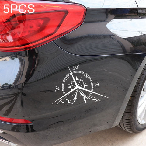 5 PCS NSWE Fashion Mountains Compass Rose Decal Nautical Compass Navigate Car Sticker, Size: 13.7x9.4cm, 5 PCS Black, 5 PCS  Silver