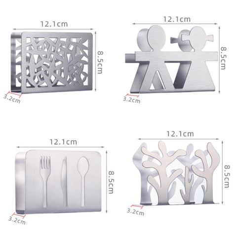 Restaurant Hotel Napkin Nolder Paper Towel Holder Stainless Steel Square Towel Holder, Tableware (Sanding), Grilles (Sanding), Grilles (Bright Light), Plant (Sanding), Lovers (Sanding)