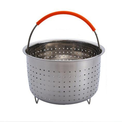 Stainless Steel Steaming Basket Plug-in Silicone Handle Pressure Cooker Steamer Kitchen Cooker Accessories, 3 Quarts, 6 Quarts, 8 Quarts