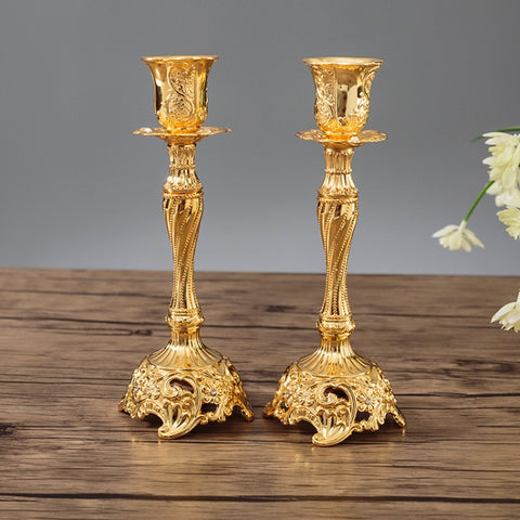 Two PCS/Set Sapphire Single Candle Light Dinner Candle Holder Decoration Wedding Candle Holder, 7.6X7.6X10cm, 7.6X7.6X18.8cm