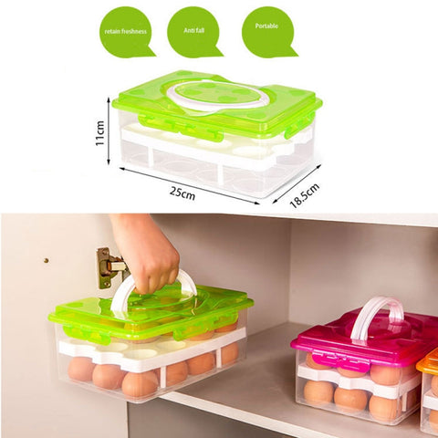 Portable 2 Layers 24 Slots PP Plastic Egg Holder Storage Case Box