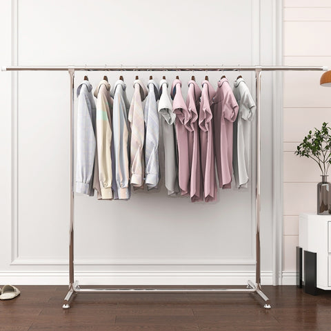 120-200cm Telescopic Drying Rack Outdoor Calcony Storage Shelf Stainless Steel Hanger Single Rod Clothes Rack, 120-200cm
