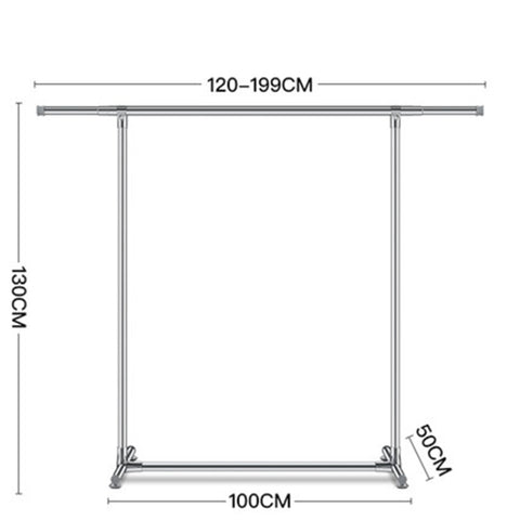 120-200cm Telescopic Drying Rack Outdoor Calcony Storage Shelf Stainless Steel Hanger Single Rod Clothes Rack, 120-200cm