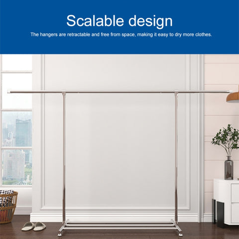 120-200cm Telescopic Drying Rack Outdoor Calcony Storage Shelf Stainless Steel Hanger Single Rod Clothes Rack, 120-200cm