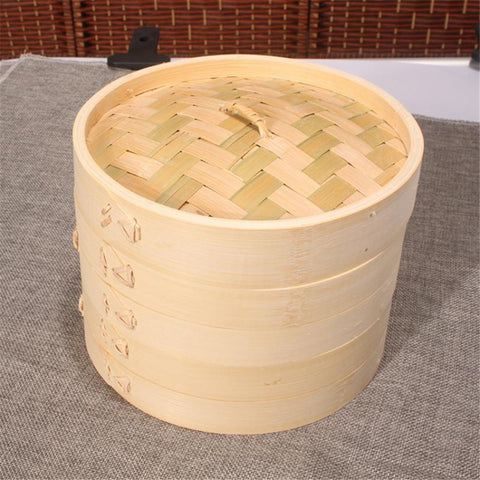 Xiaolongbao Bamboo Steamer Household Steamed Dumpling Cage Drawer Multi Layer Deepened Bamboo Steaming Rack, 10cm Cage, 13cm Cover, 13cm Cage