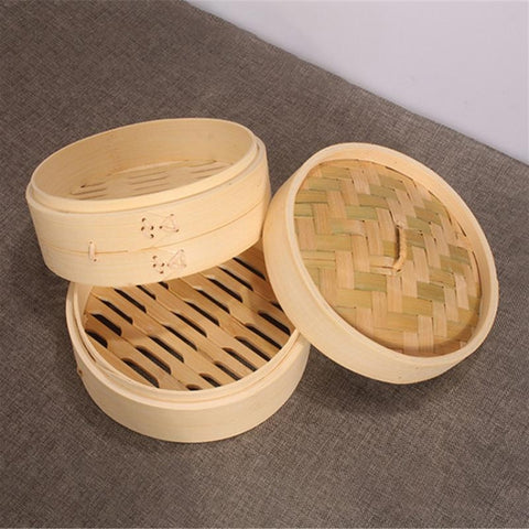 Xiaolongbao Bamboo Steamer Household Steamed Dumpling Cage Drawer Multi Layer Deepened Bamboo Steaming Rack, 10cm Cage, 13cm Cover, 13cm Cage