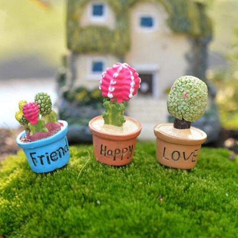 Mini Cute Potted Artificial Plant Flower Miniature Doll House Decoration Accessories, Blue, Baby, Love Heart, Flower, Love